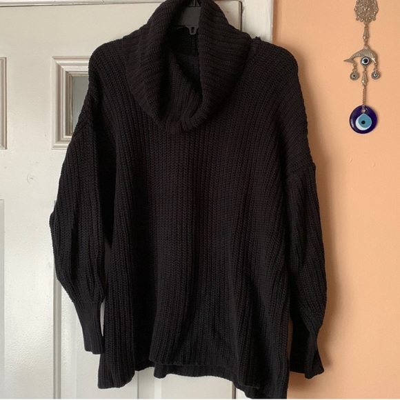 American Apparel Black Oversized Unisex Fisherman Sweater - One Size - Picture 2 of 6